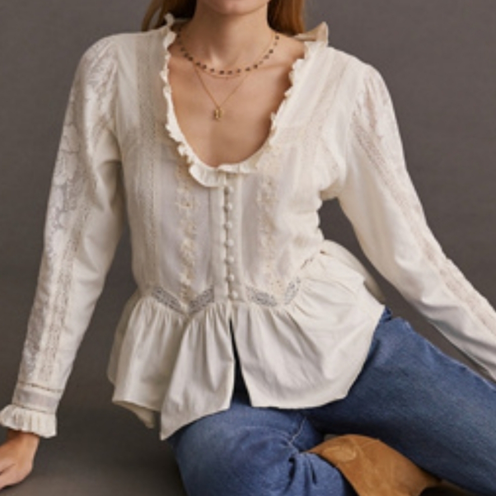 Forever That Girl VICTORIAN lace Ruffle Top